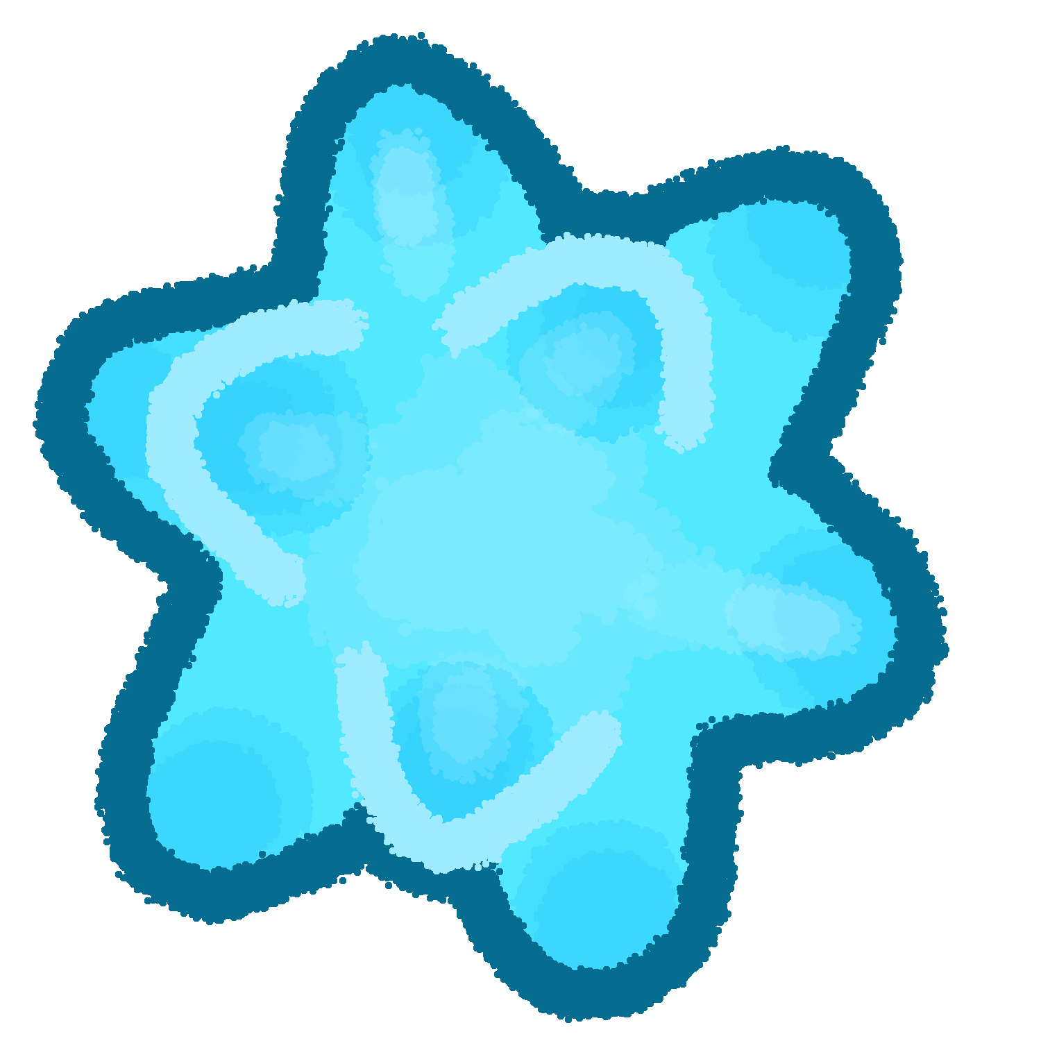a teal 3d-looking star fragment from animal crossing. it comes to 9 visible points